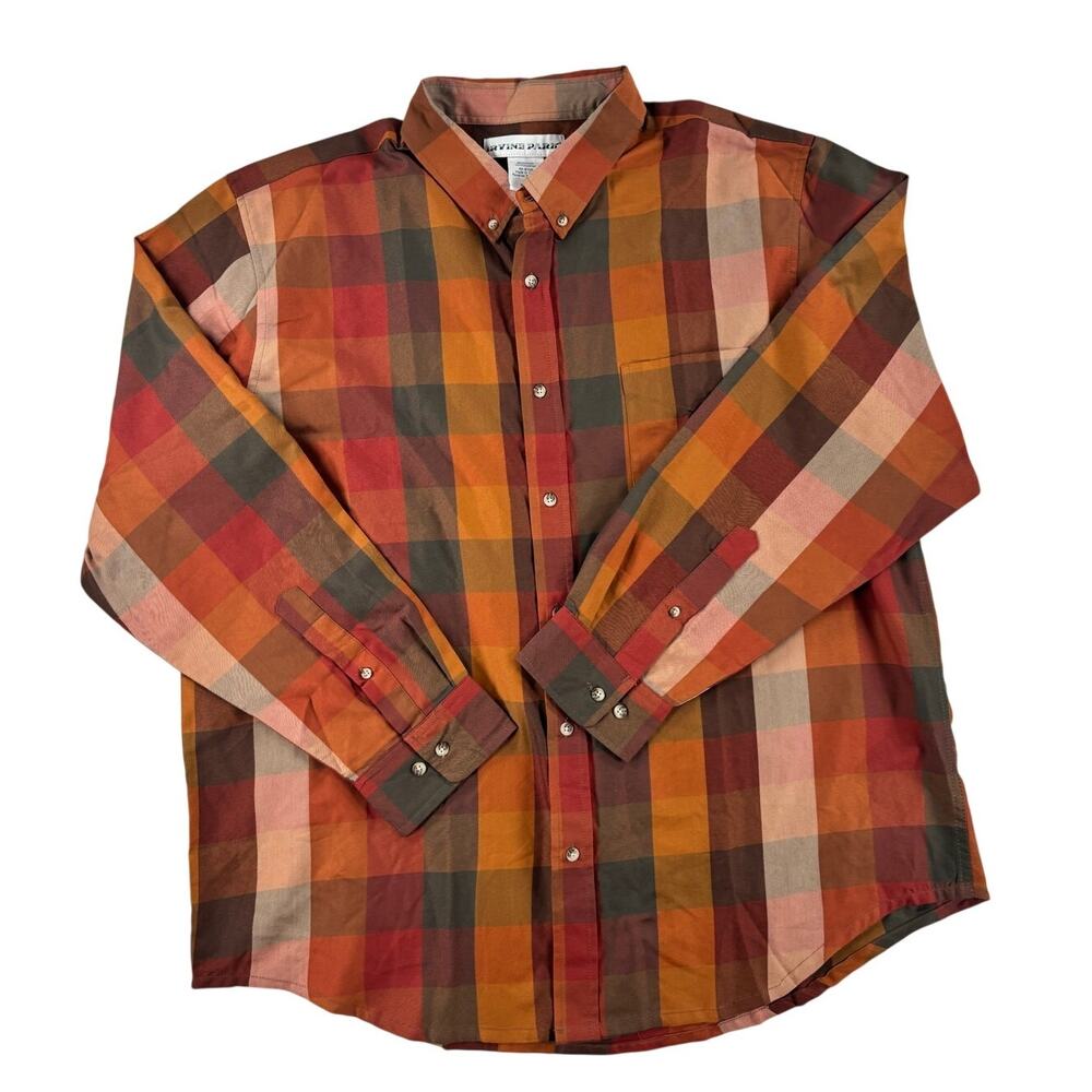 Irvine Park Mens Long Sleeve Button Down Shirt - Fall Plaid - XL